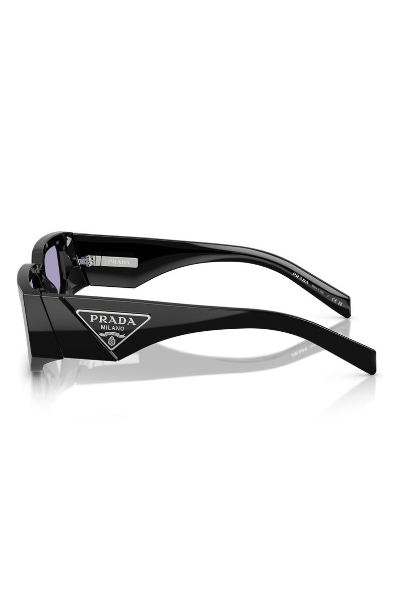Prada 56mm Rectangular Sunglasses, Alternate, color, Black / Violet