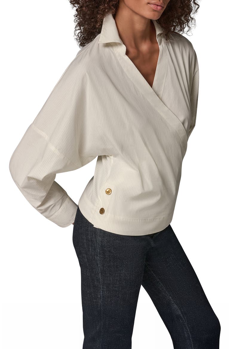 Pinstripe Poplin Dolman Shirt, Alternate, color, CRM COMBO