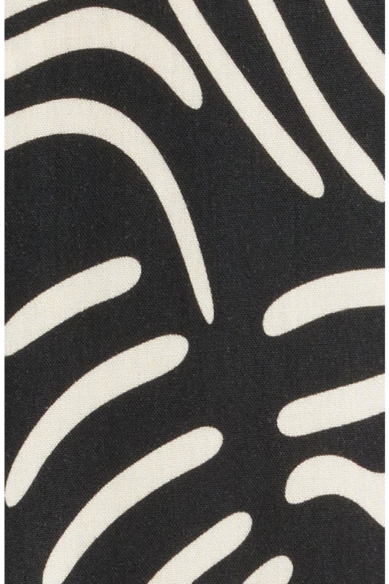 Lorenzo Abstract Botanic Print Viscose Camp Shirt, Alternate, color, BLACK