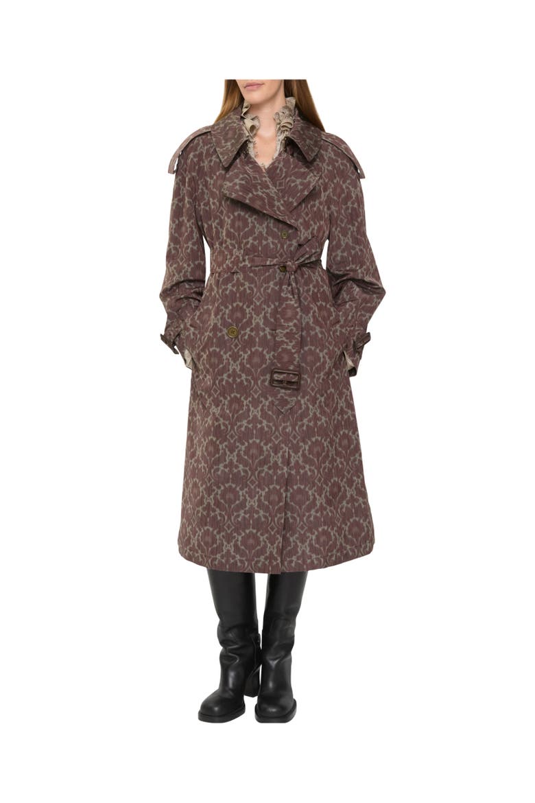 Long Baroque Viscose Blend Fitzrovia Trench Coat, Alternate, color, Duchess red