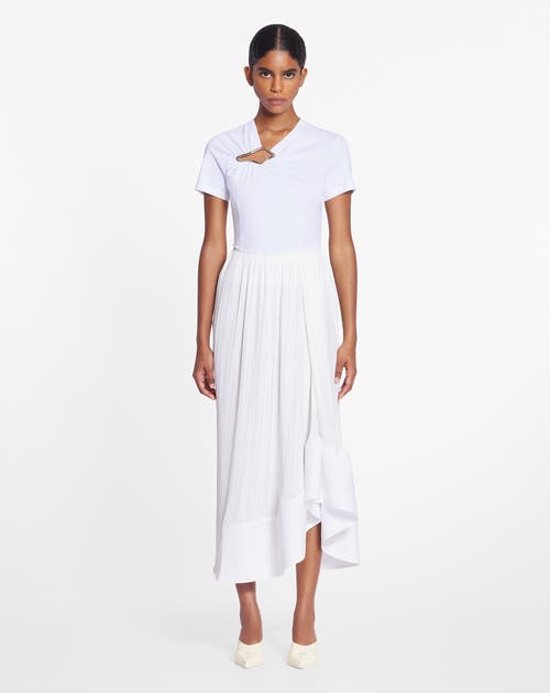 Lanvin Pleated High Waist Midi Skirt In Off White
