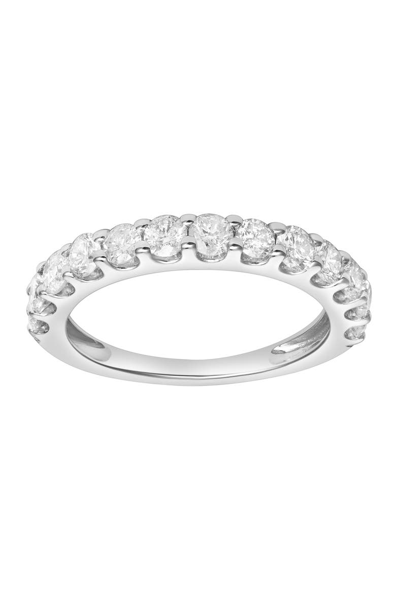 Aria 14K Gold Round Diamond Studded Half Eternity Band Ring - 1 ct, Main, color, 14K White Gold