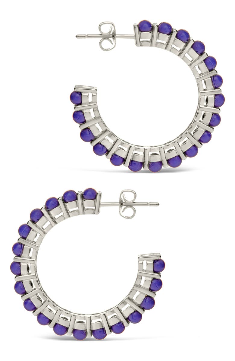 Sterling Forever Crystal Beaded Hoop Earrings, Alternate, color, Silver