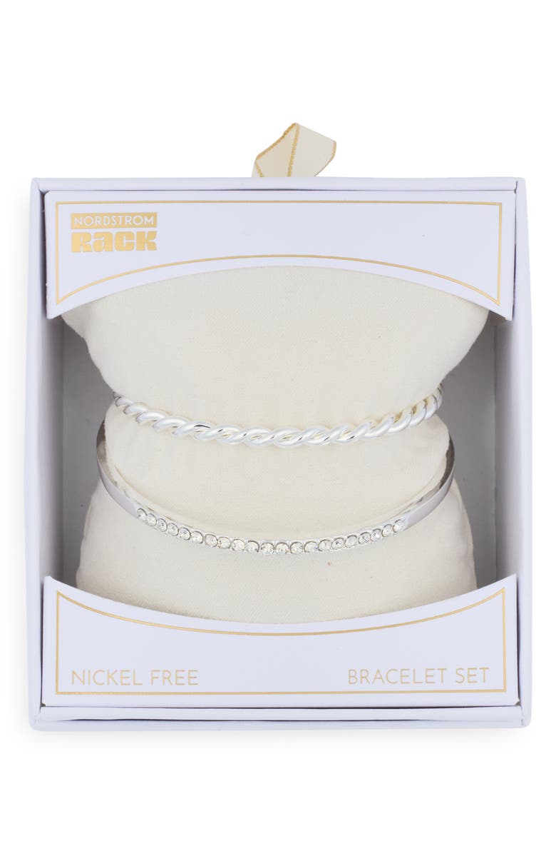 NORDSTROM RACK Set of 2 Bangle Bracelet & Cuff Set, Main, color, Clear- Silver