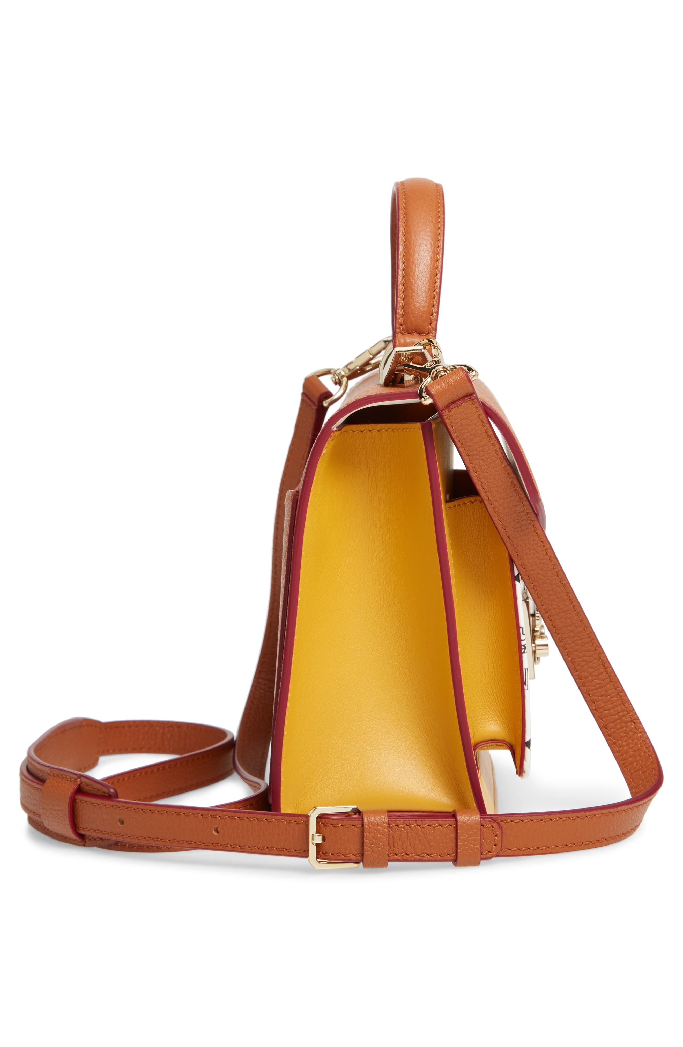 MCM Patricia Visetos Coated Canvas & Leather Block Satchel, Alternate, color, 