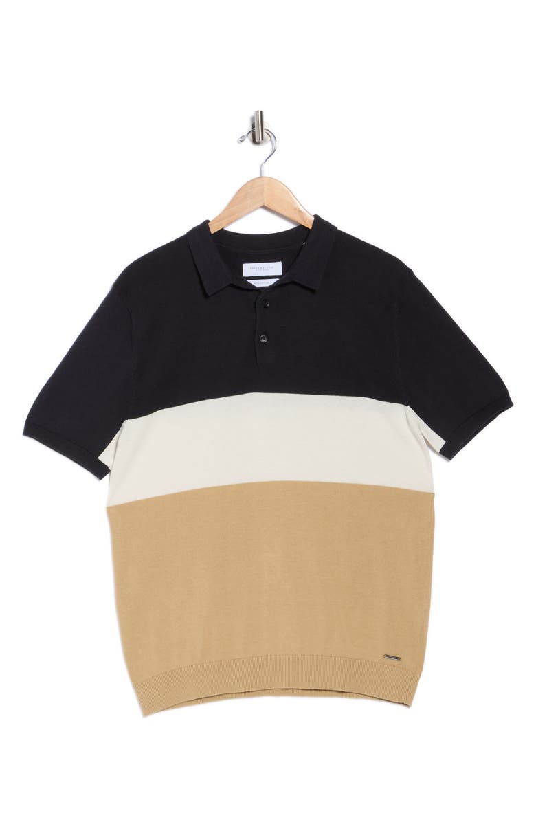 DENIM AND FLOWER Colorblock Cotton Polo, Alternate, color, Navy