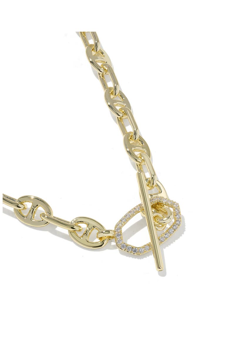 Elisa Toggle Link Chain Necklace, Alternate, color, GOLD WHITE CUBIC ZIRCONIA