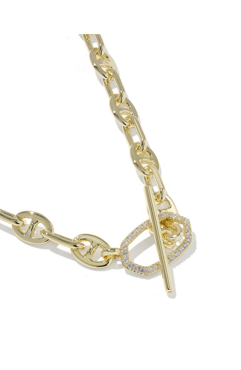 Kendra Scott Elisa Toggle Link Chain Necklace, Alternate, color, Gold White Cubic Zirconia