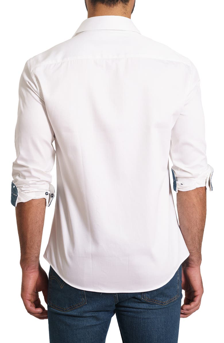 Jared Lang Trim Fit Solid Button-Up Shirt, Alternate, color, White