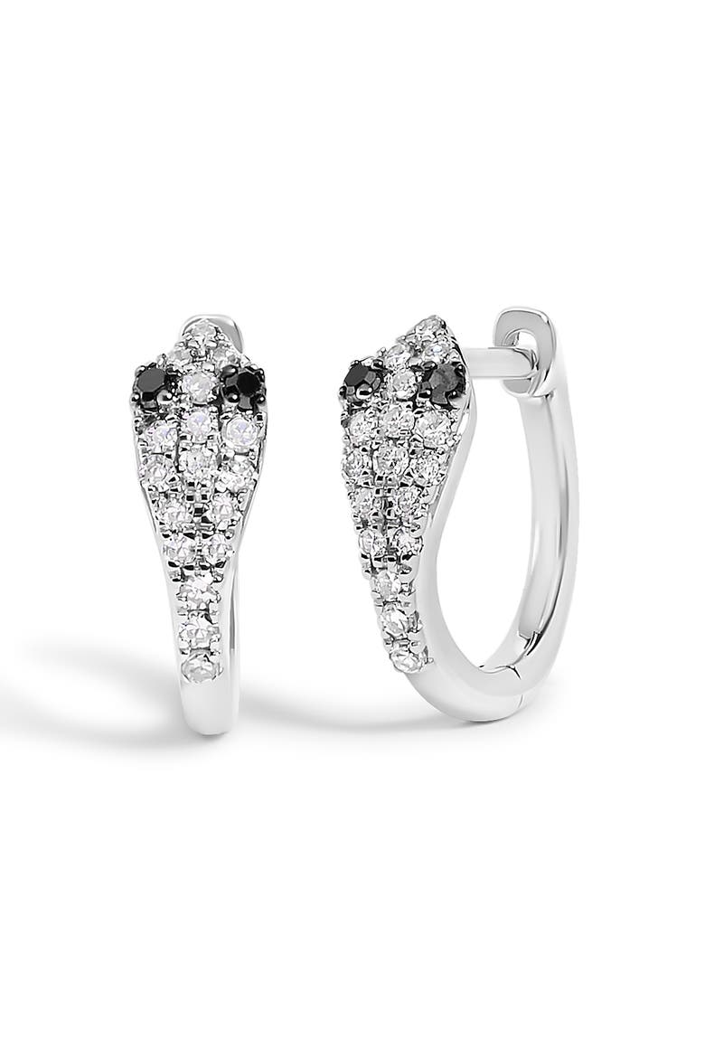 10K White Gold 1/5 Cttw Diamond Snake Eyes Huggy Hoop Earrings, Alternate, color, White