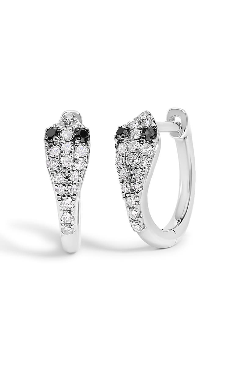 Haus of Brilliance 10K White Gold 1/5 Cttw Diamond Snake Eyes Huggy Hoop Earrings, Alternate, color, White