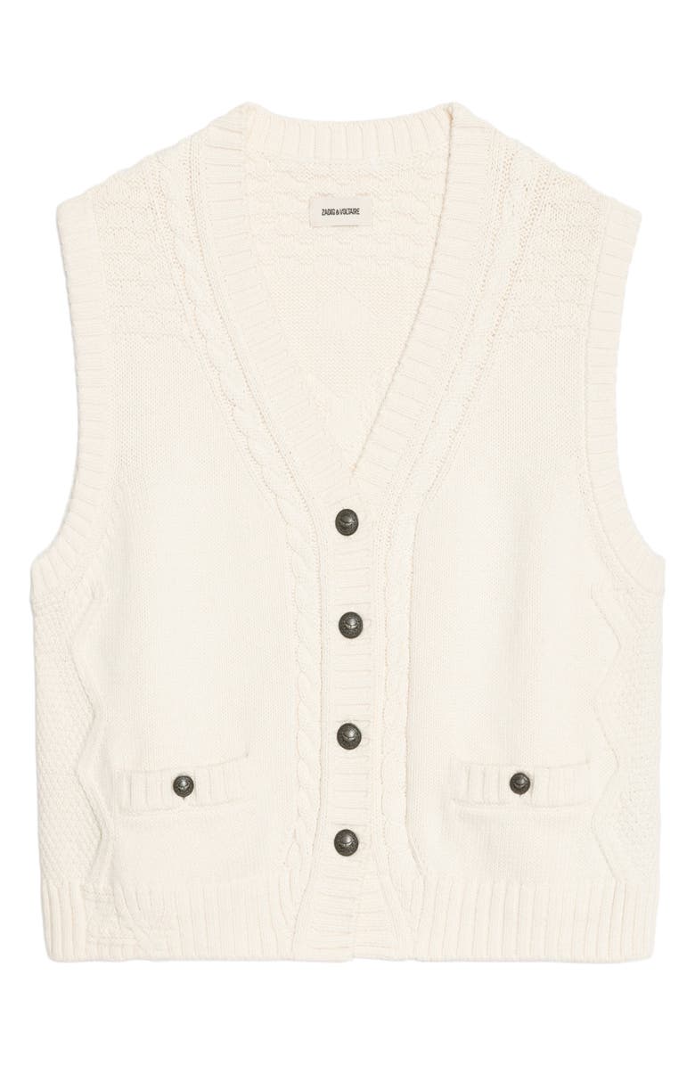Zadig & Voltaire Mally Cable Stitch Vest, Alternate, color, Vanille