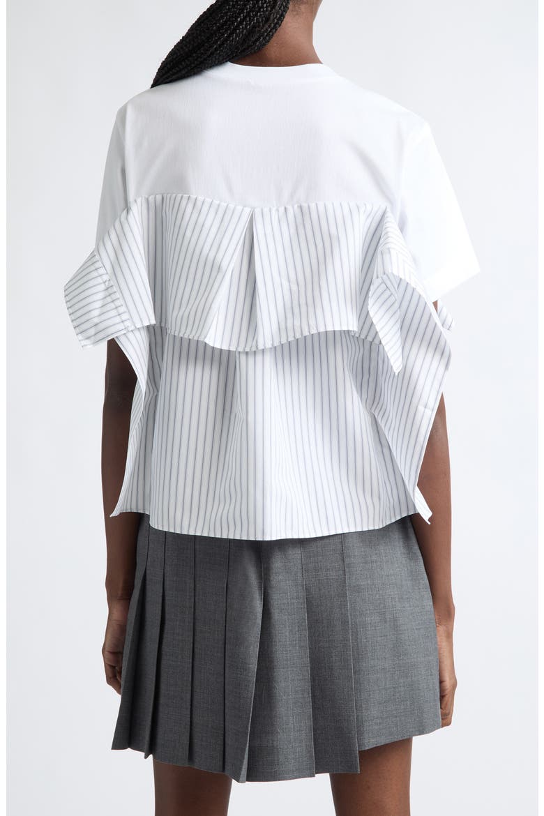 Mixed Media Poplin & Cotton Jersey T-Shirt, Alternate, color, WHITE/ OFF WHITE STRIPE