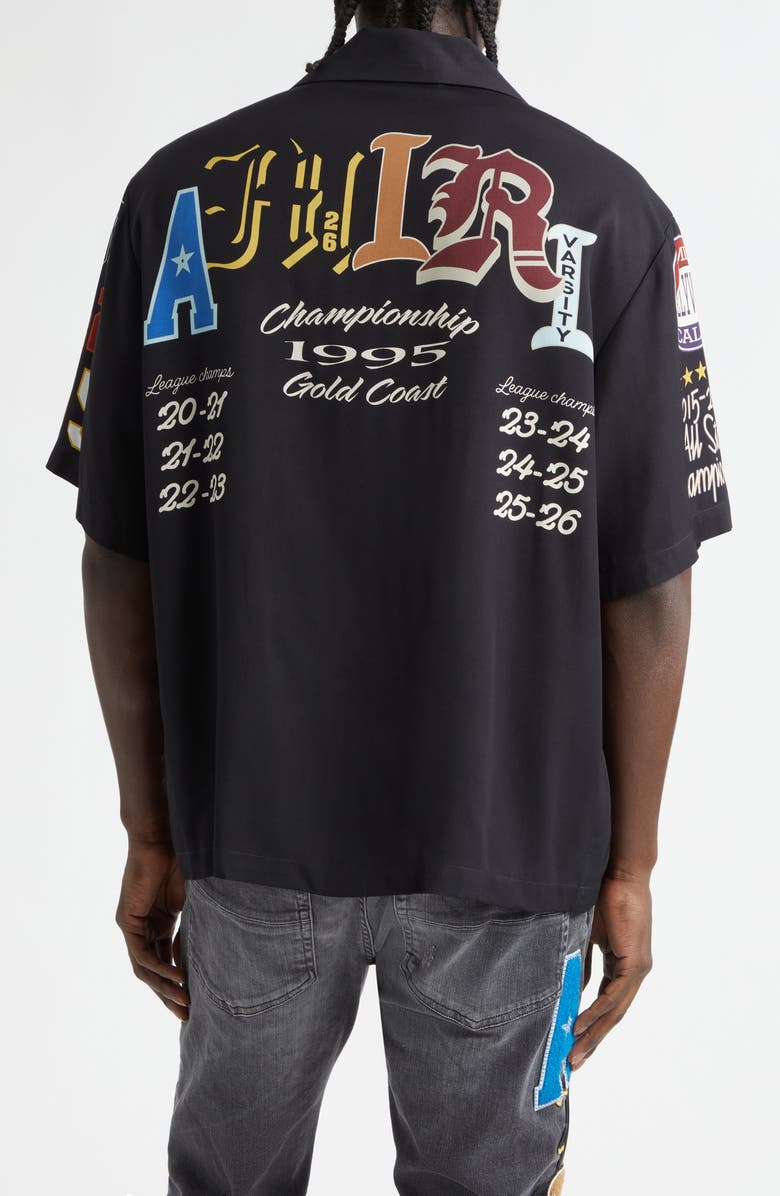 AMIRI Varsity Patch Oversize Camp Shirt, Alternate, color, Black
