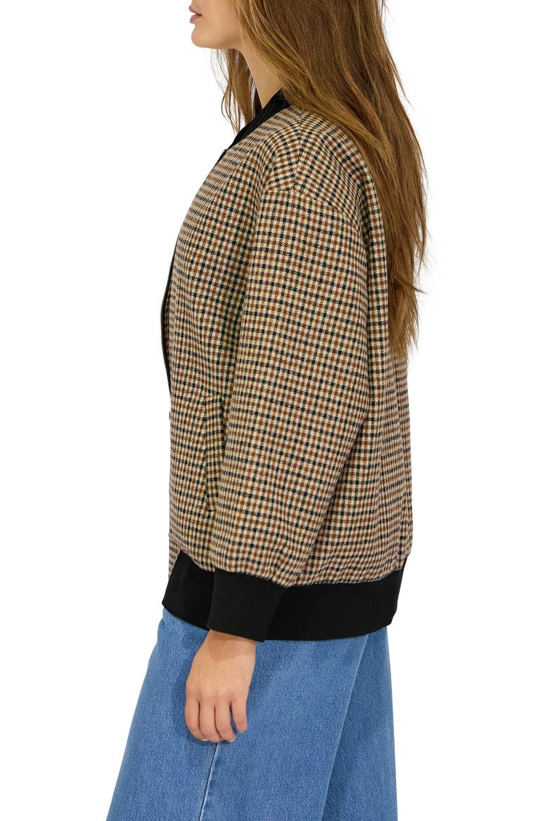 Coffee Run Check Wool Blend Bomber Jacket, Alternate, color, OAT CHECK