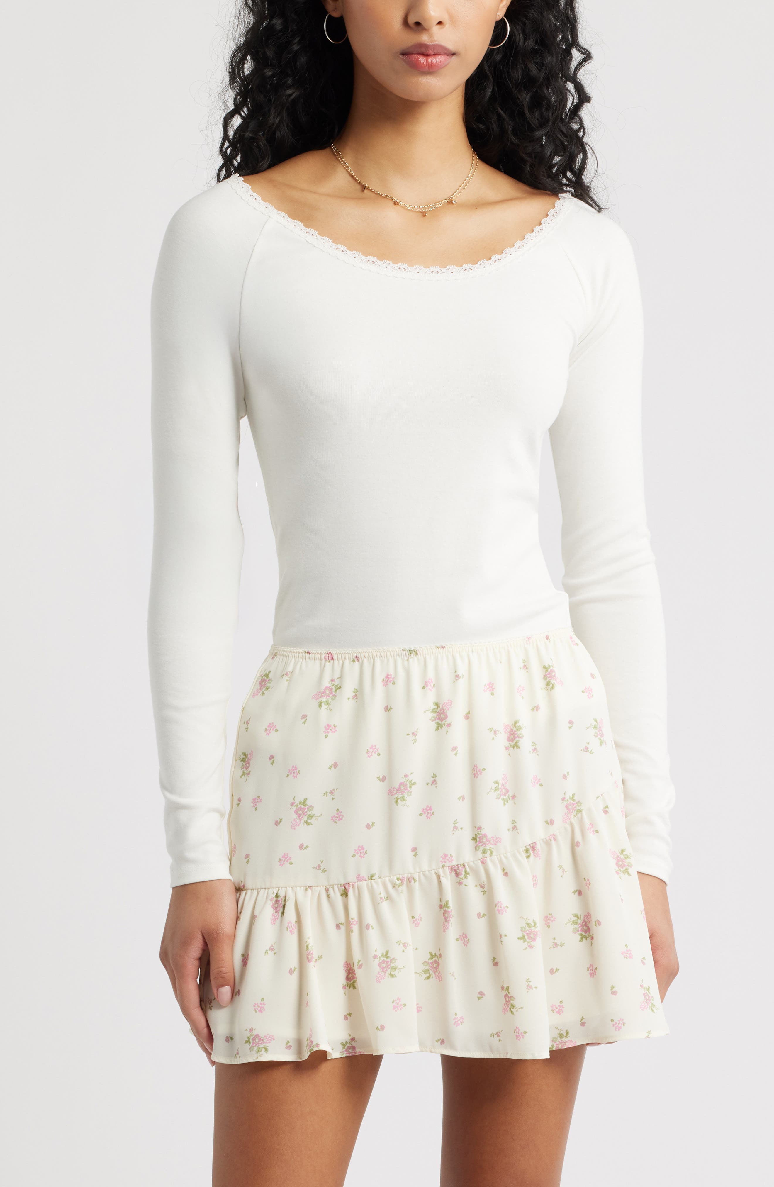 Lace Trim Long Sleeve Top - image 5