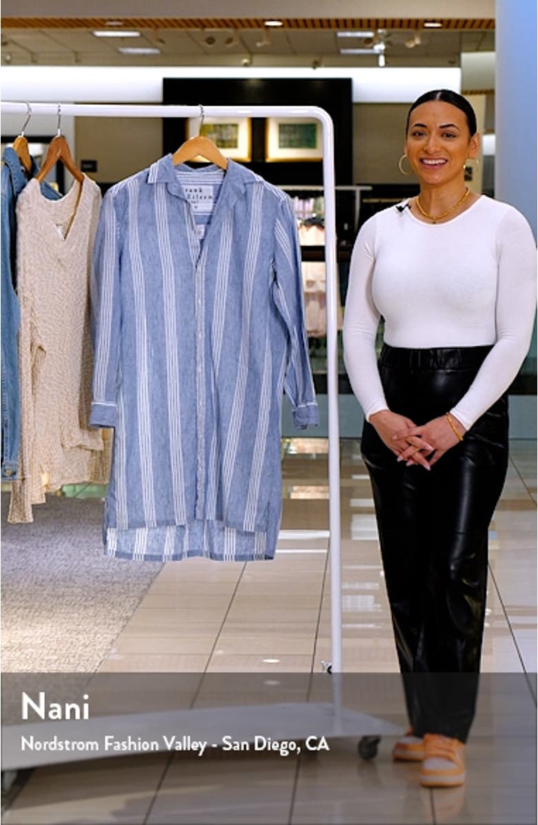 Hunter Stripe Step Hem Linen & Cotton Shirtdress, sales video thumbnail