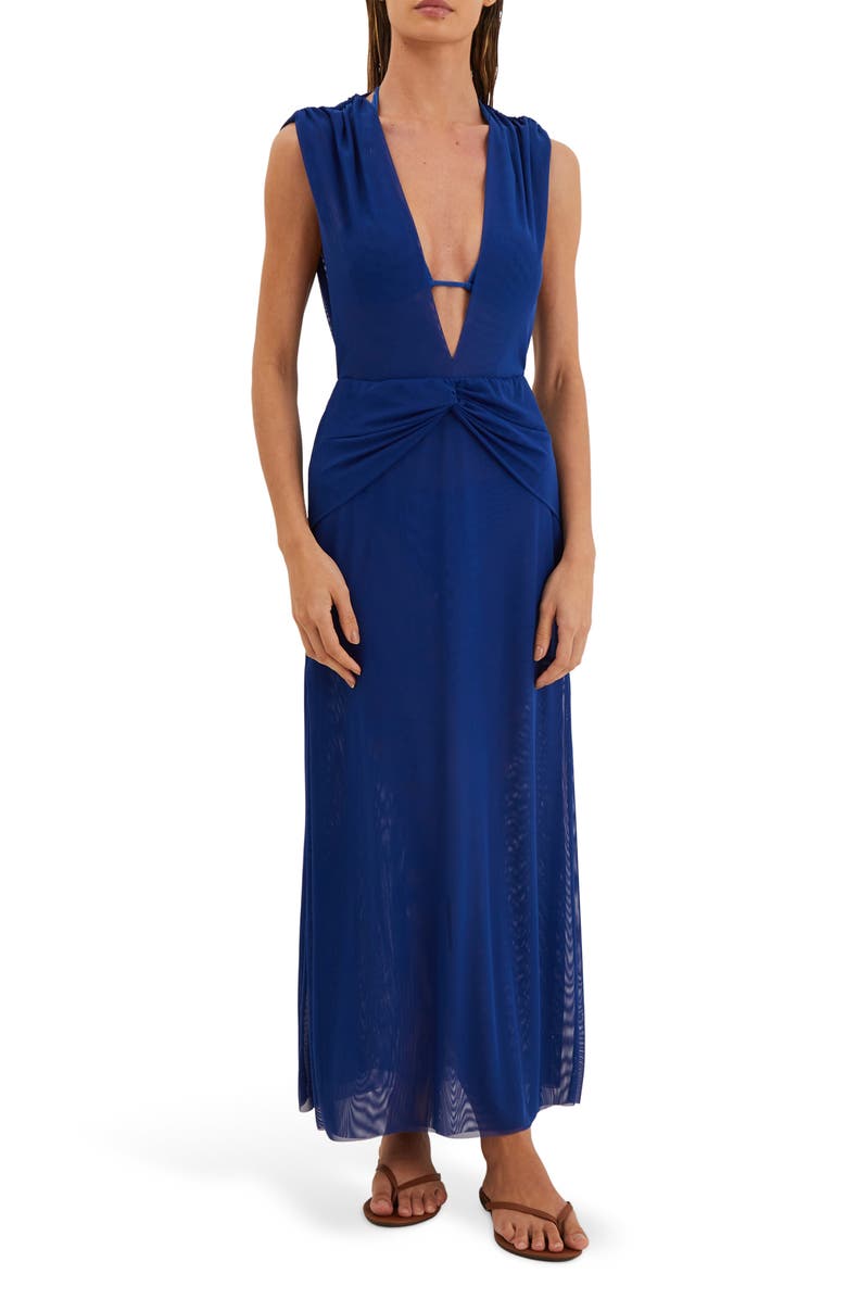 ViX Paula Hermanny Solid Cindy Midi Cover-Up Dress, Main, color, Blue