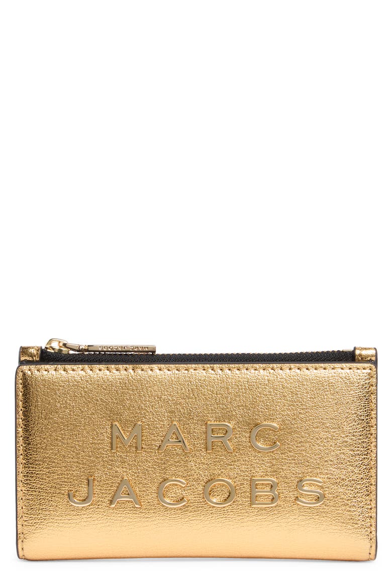 Medium Flat Leather Wallet, Main, color, GOLD