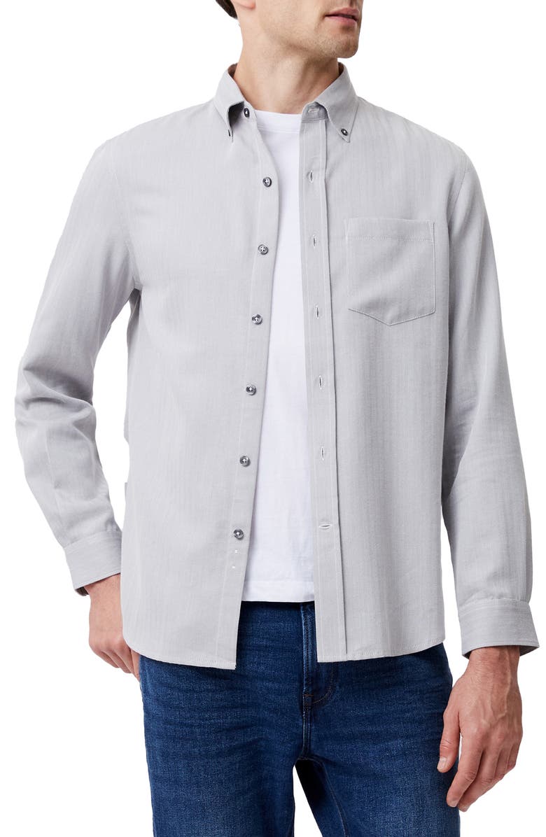 French Connection Regular Fit Herringbone Button-Down Shirt, Main, color, 