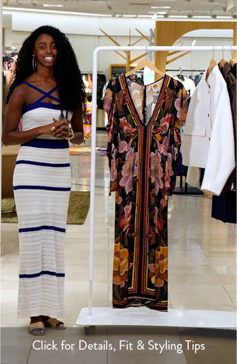 Floral Border Print Long Sleeve Dress, sales video thumbnail