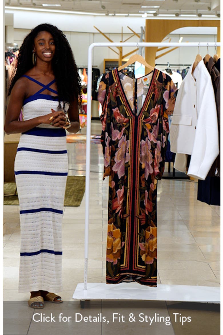 Floral Border Print Long Sleeve Dress video