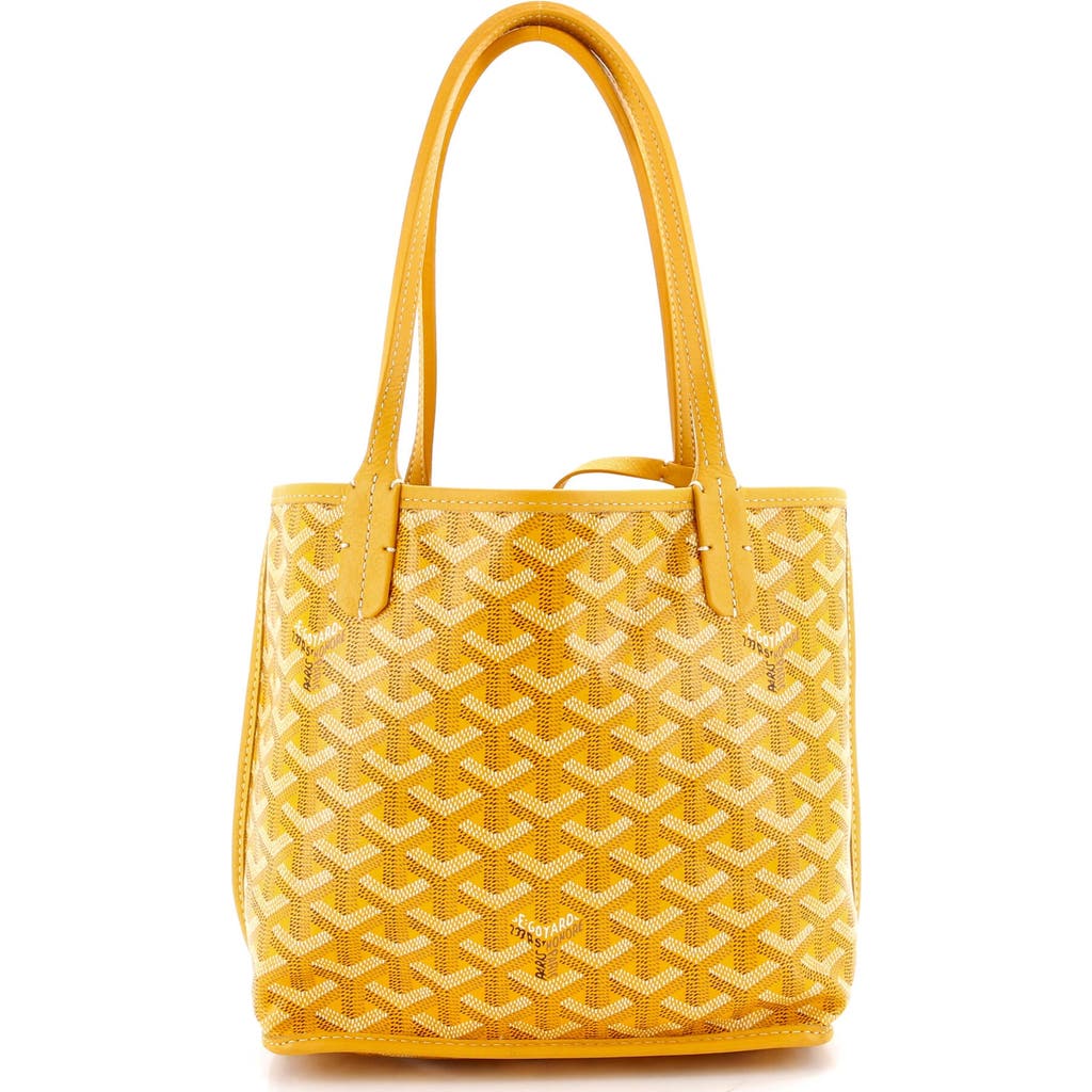Pre-owned Goyard Goyard Anjou Reversible Tote Coated Canvas Mini In Yellow