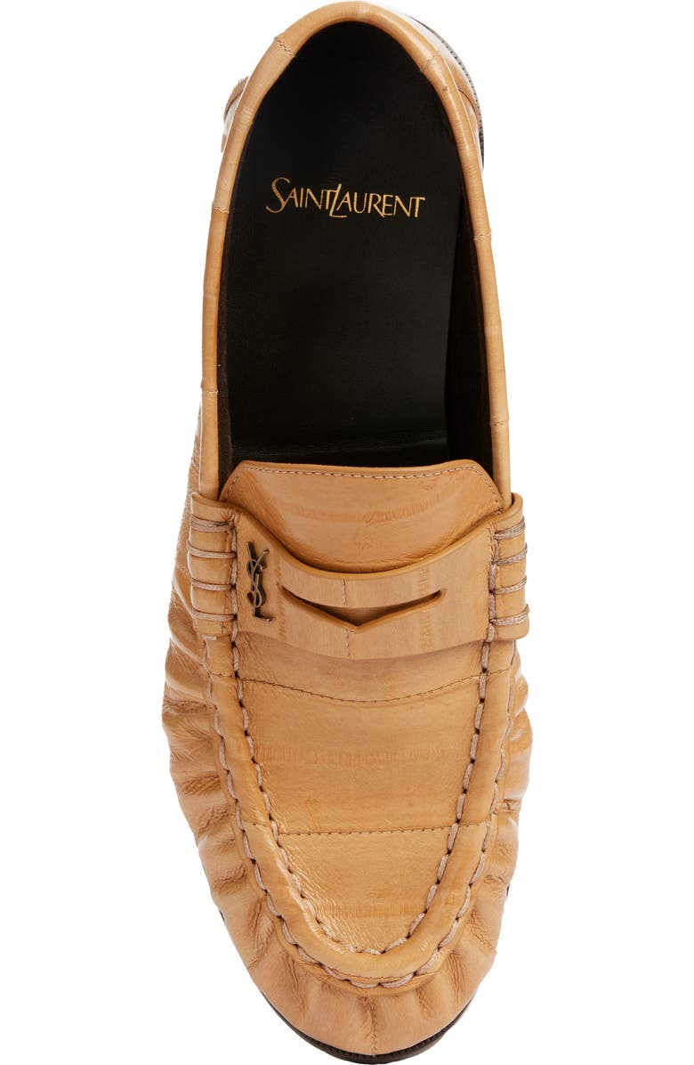 Saint Laurent Eelskin Embossed Loafer, Alternate, color, Soft Beige