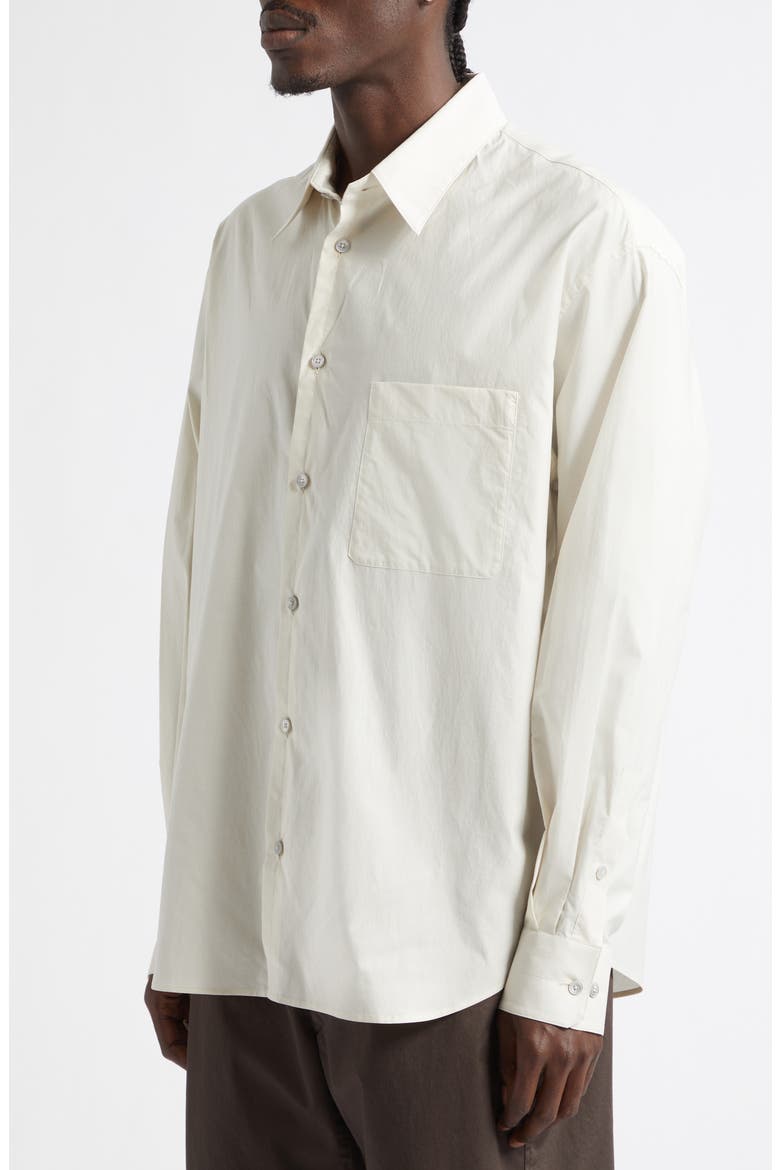 Regular Fit Cotton & Silk Button-Up Shirt, Alternate, color, LIGHT CREAM
