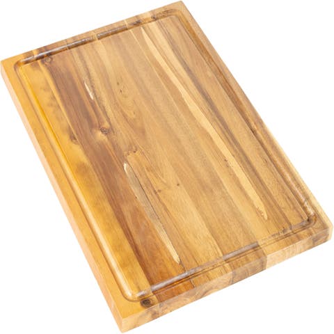 Eldridge Large Handcrafted Acacia Wood Grain Thick Reversible Cutting Board with Juice Grooves