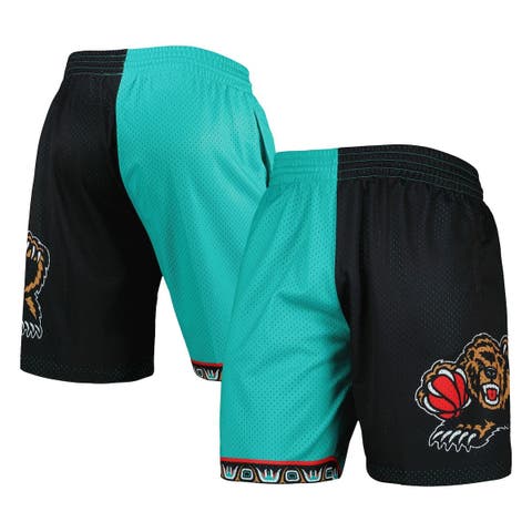 Men's Mitchell & Ness Turquoise/Black Vancouver Grizzlies Hardwood Classics 1998 Split Swingman Shorts