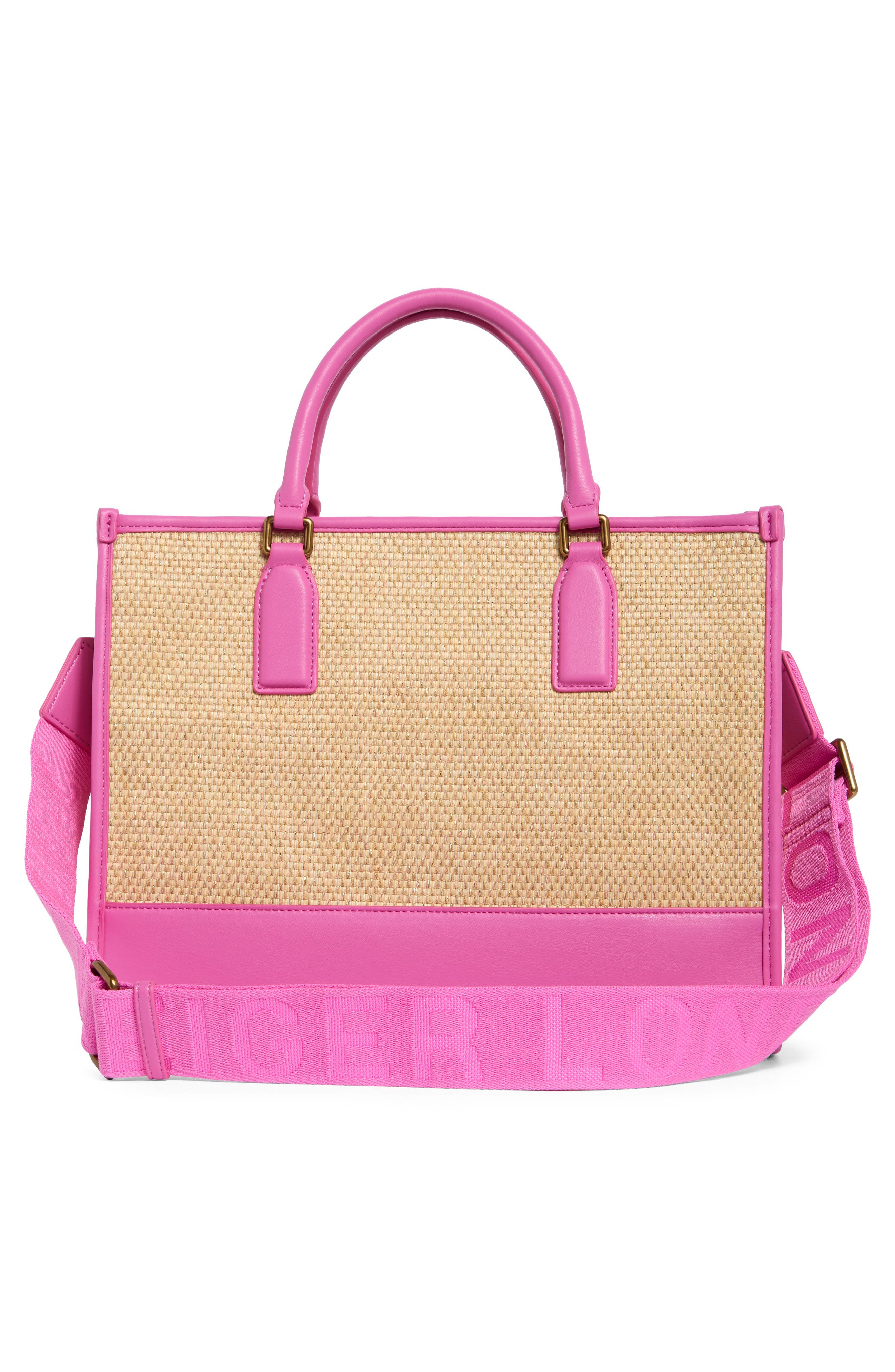 Kurt Geiger London Chiswick Raffia Tote, Alternate, color, Open Pink