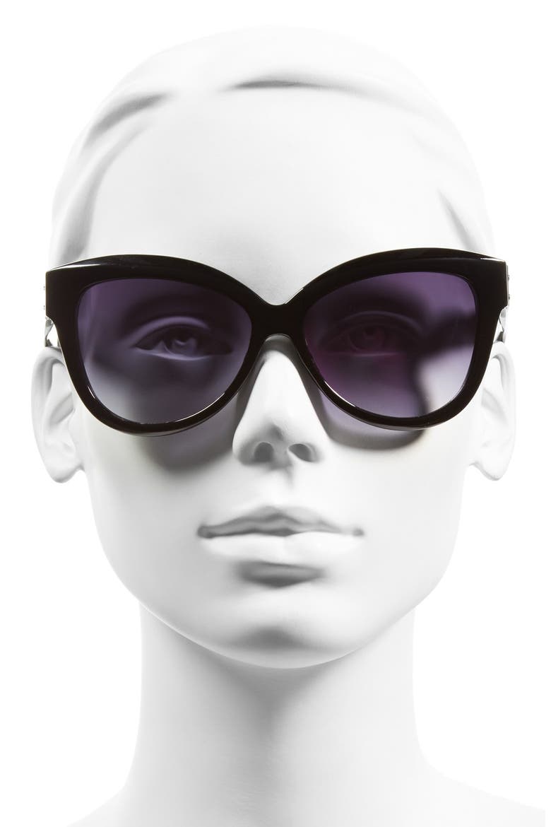 60mm Round Sunglasses, Alternate, color, BLACK