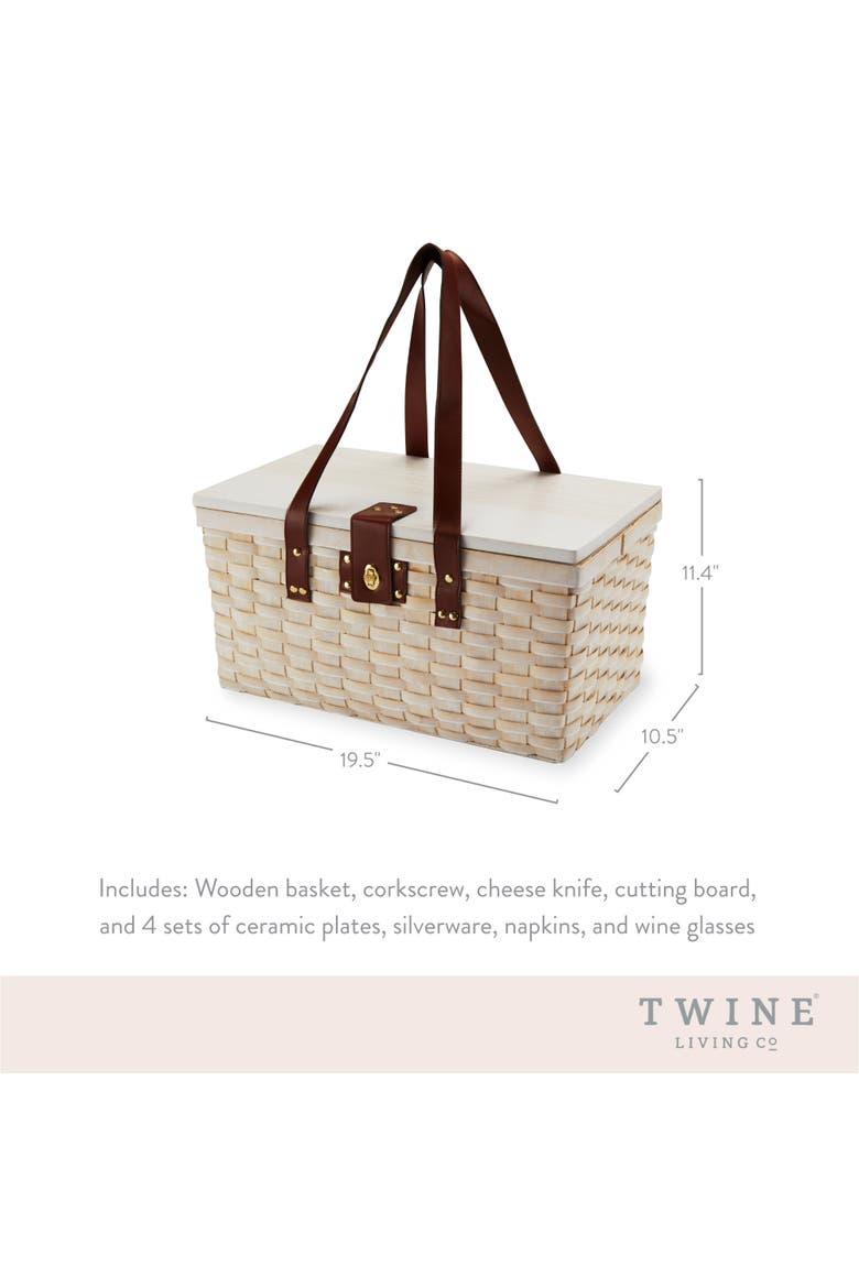 Tahoe Picnic Basket Set for Four in Cream, Alternate, color, Cream