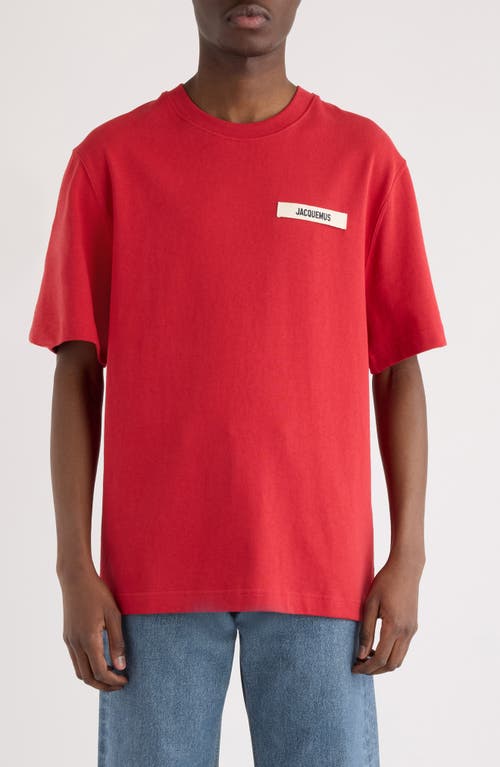 Jacquemus Le T-shirt Gros Grain Red T-shirt With Logo Patch On The Front In Cotton Man In Red
