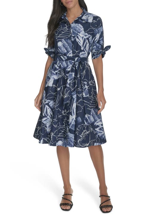 Floral Short Sleeve Cotton Shirtdress