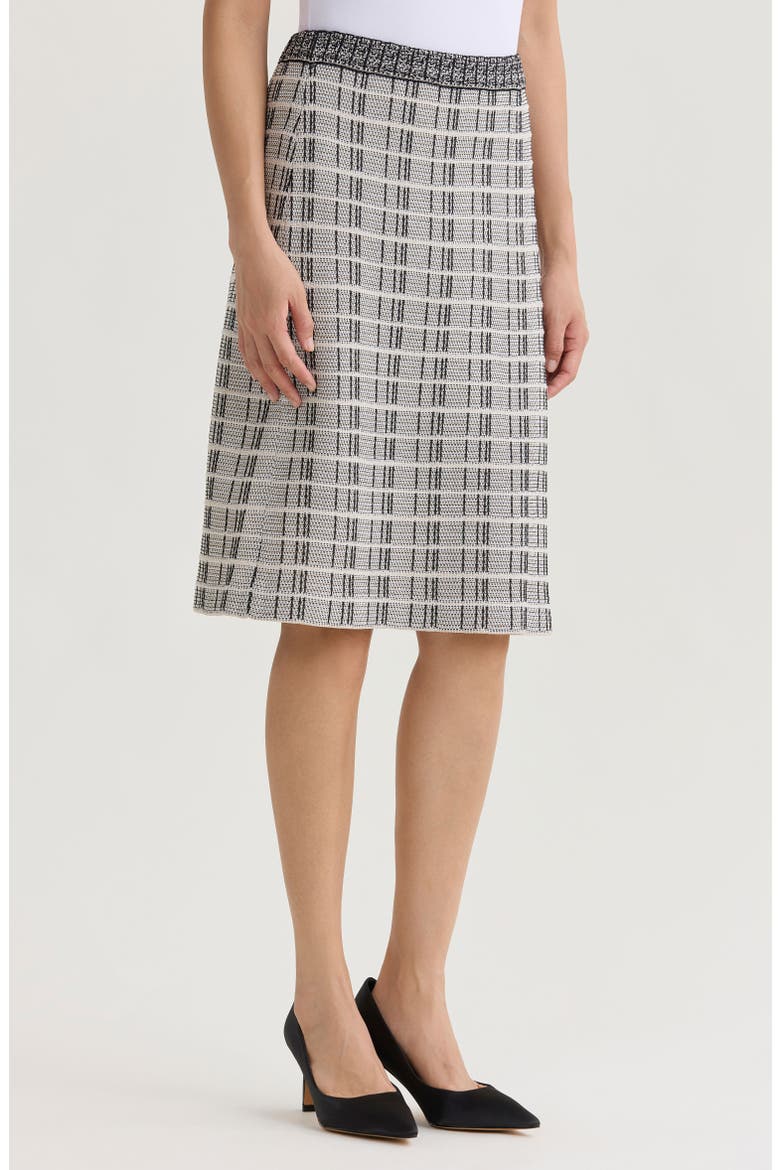 A-Line Contrast Stitch Tweed Knit Skirt, Alternate, color, Limestone/Black/White