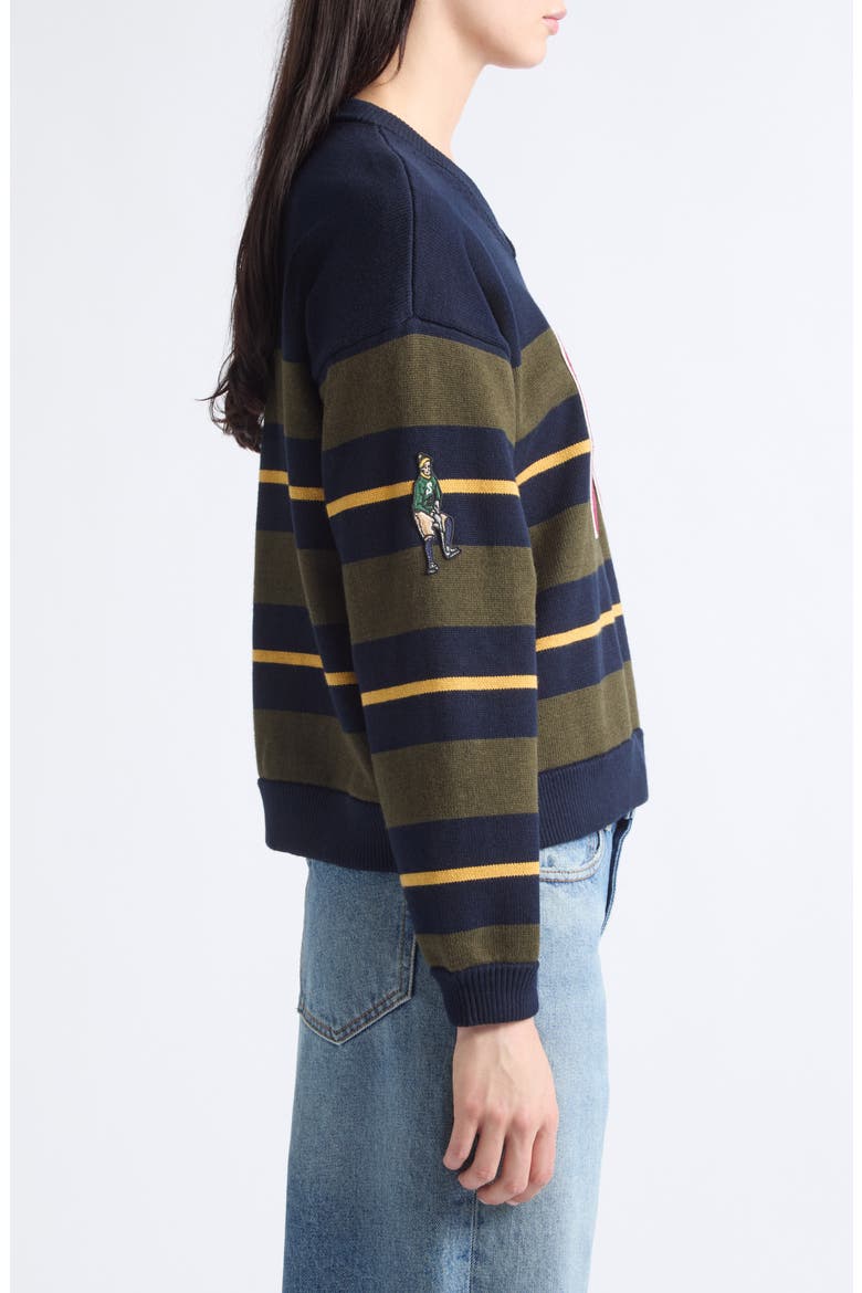 Mina Stripe Novelty Cotton & Cashmere Sweater, Alternate, color, GREEN
