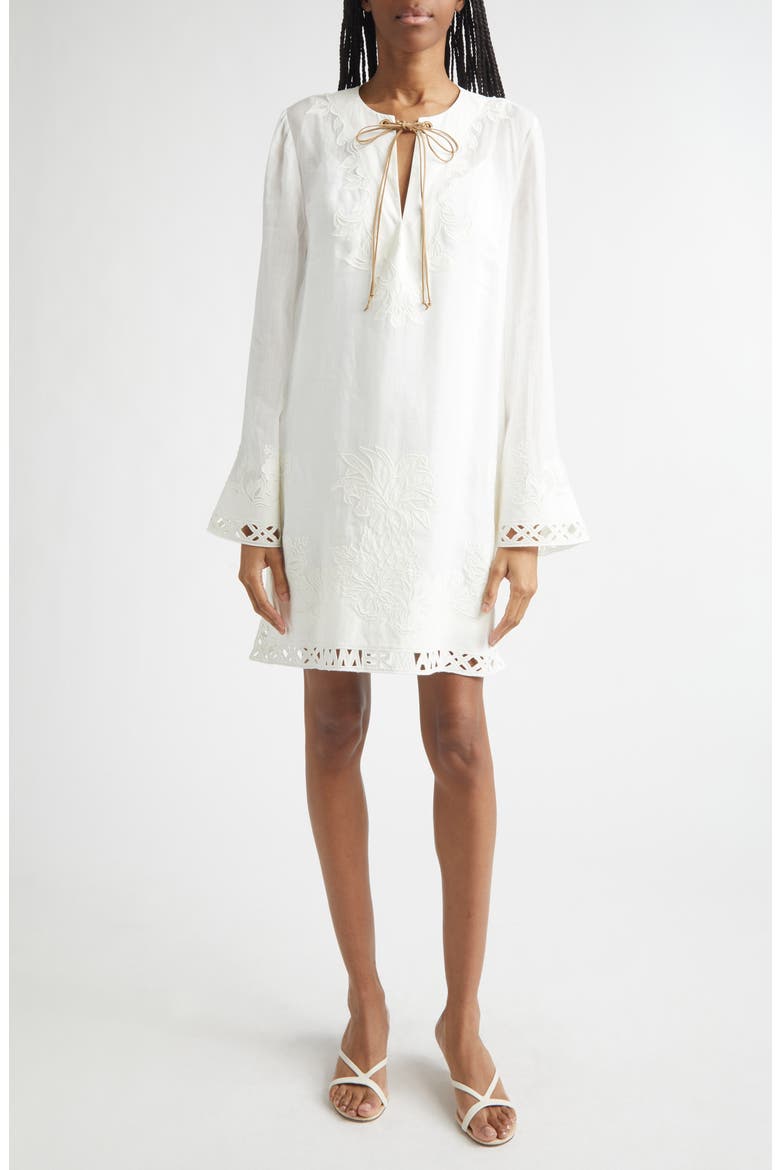 Indra Embroidered Tunic Dress, Main, color, IVORY