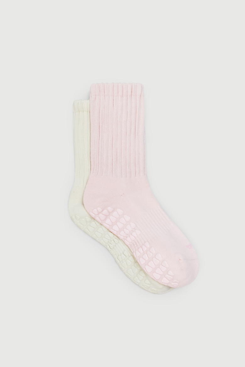 The Slouch Sock Duo Grip Socks, Main, color, Primrose/Ivory