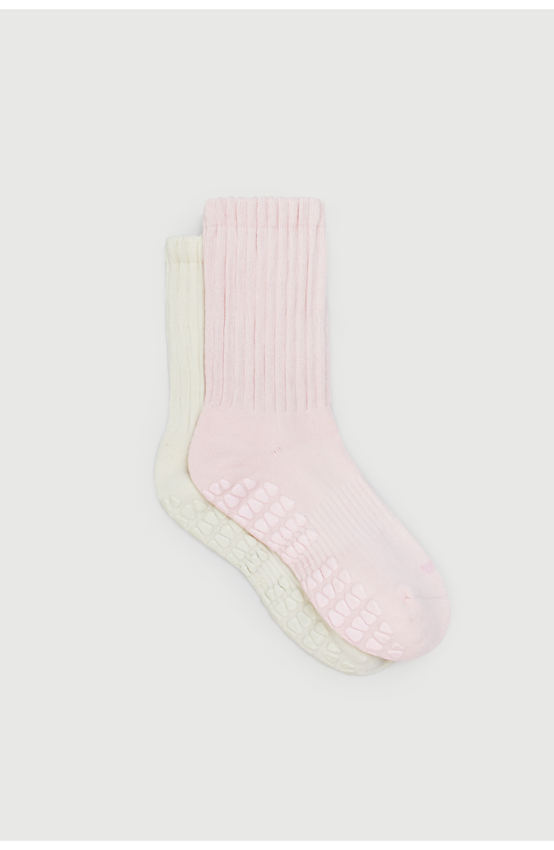 Fraise The Slouch Sock Duo Grip Socks, Main, color, Primrose/Ivory