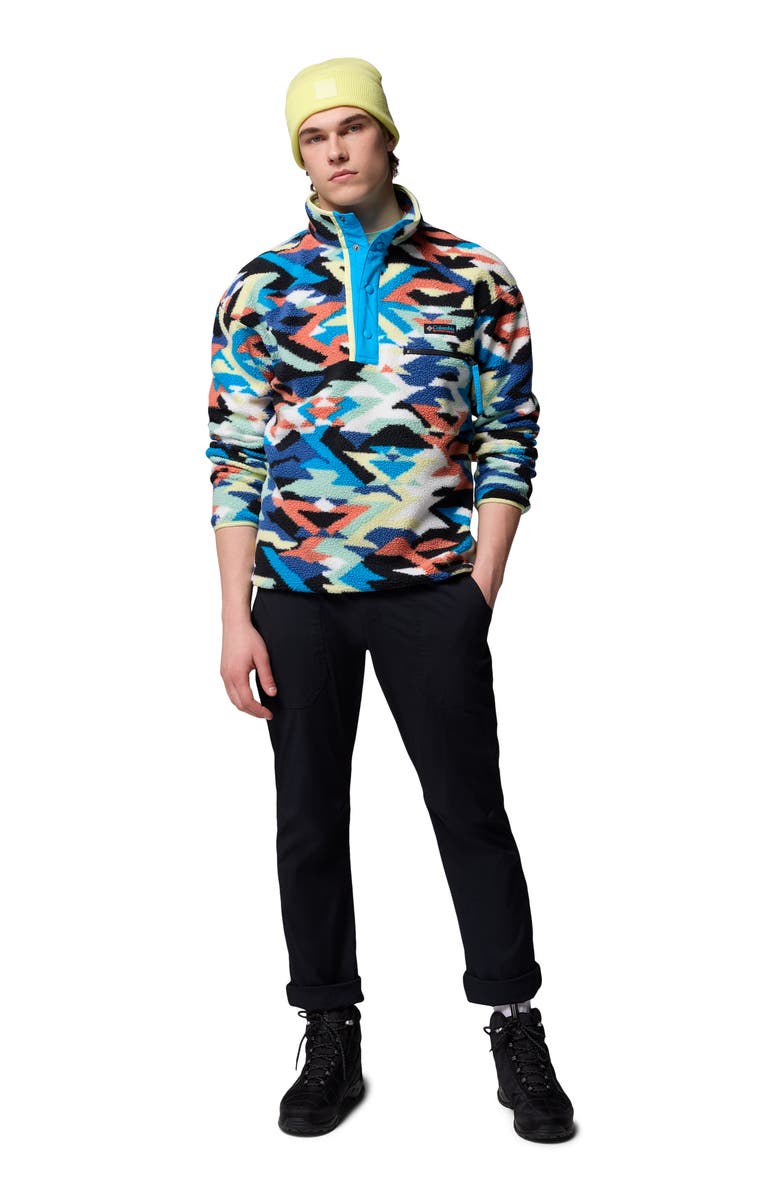 Columbia Helvetia II Print Fleece Pullover, Alternate, color, Compass Blue Reflections