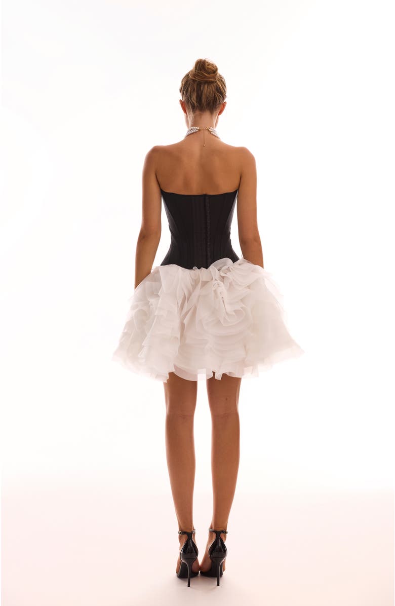 Milla Danceable mini skirt with ruched flower appliques, Alternate, color, White