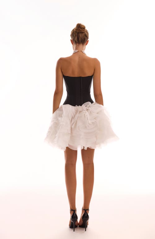 Milla Danceable Mini Skirt With Ruched Flower Appliques In White