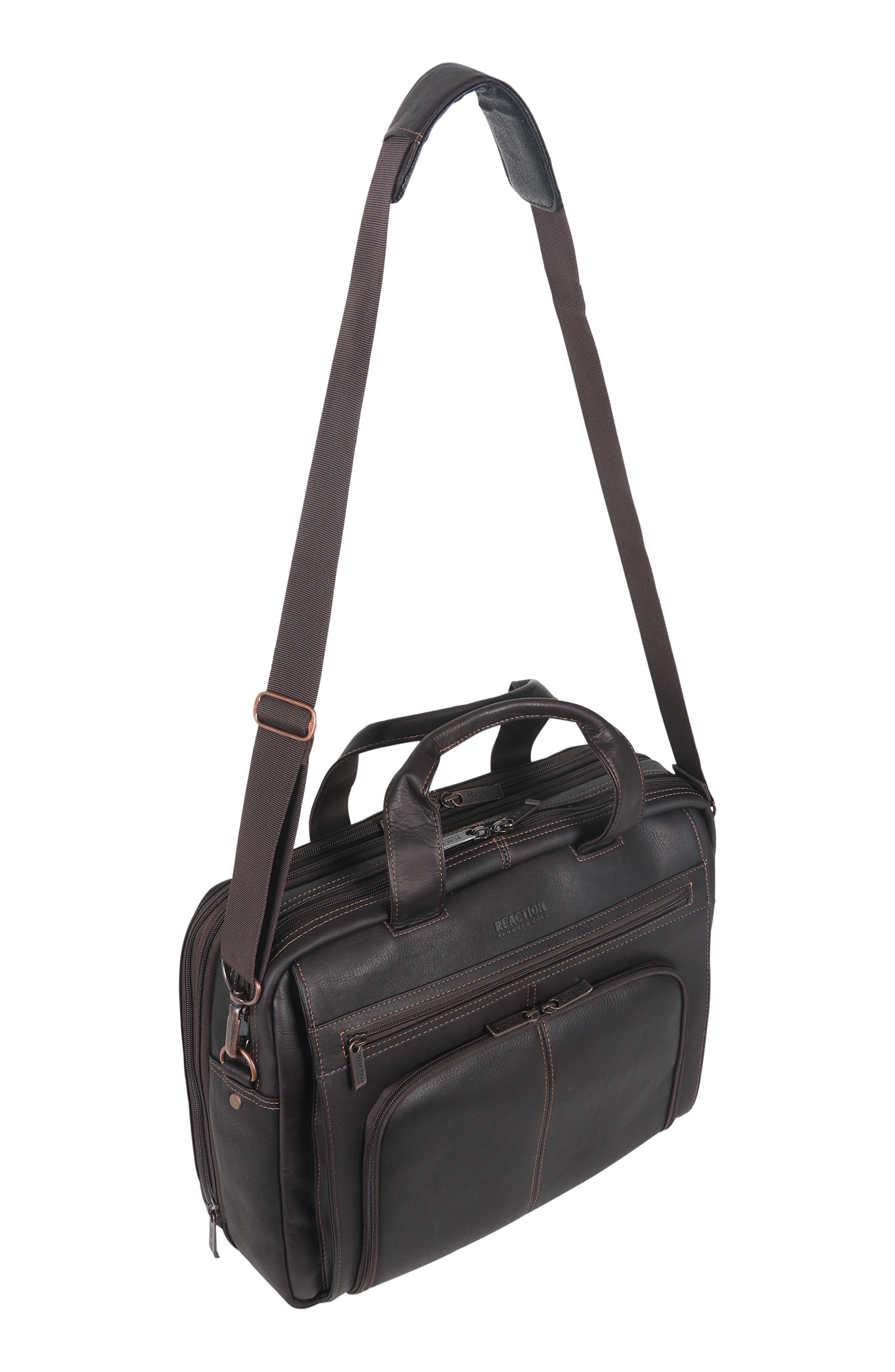 Leather Briefcase, Alternate, color, BROWN