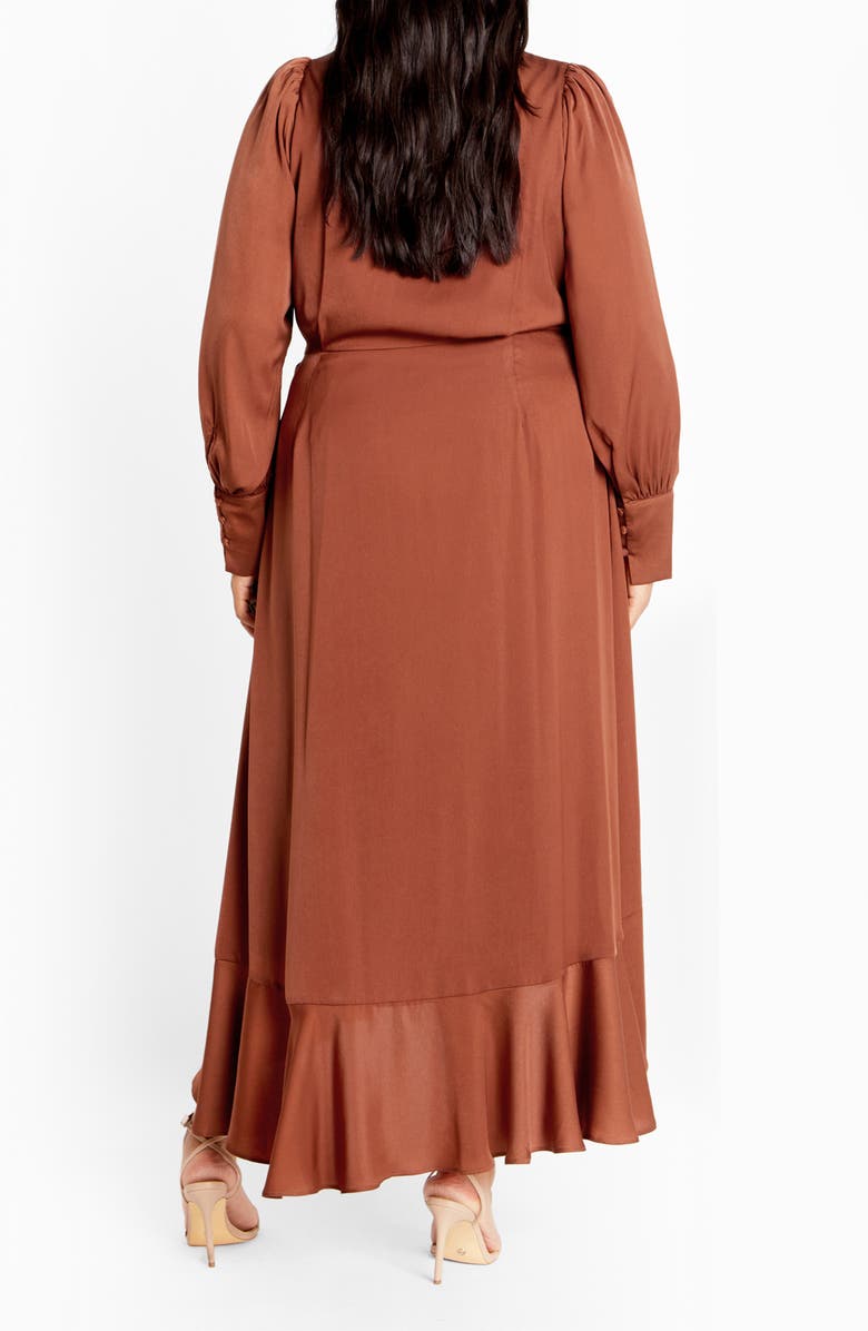 City Chic Marceline Long Sleeve Wrap Maxi Dress, Alternate, color, Toffee