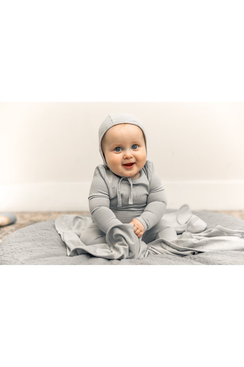 Cherry Print Romper and Bonnet Set, Alternate, color, Light Maple
