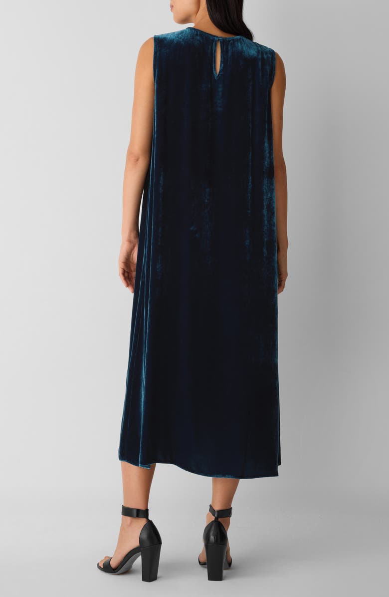 Eileen Fisher Sleeveless Velvet Midi Dress, Alternate, color, Atlantis