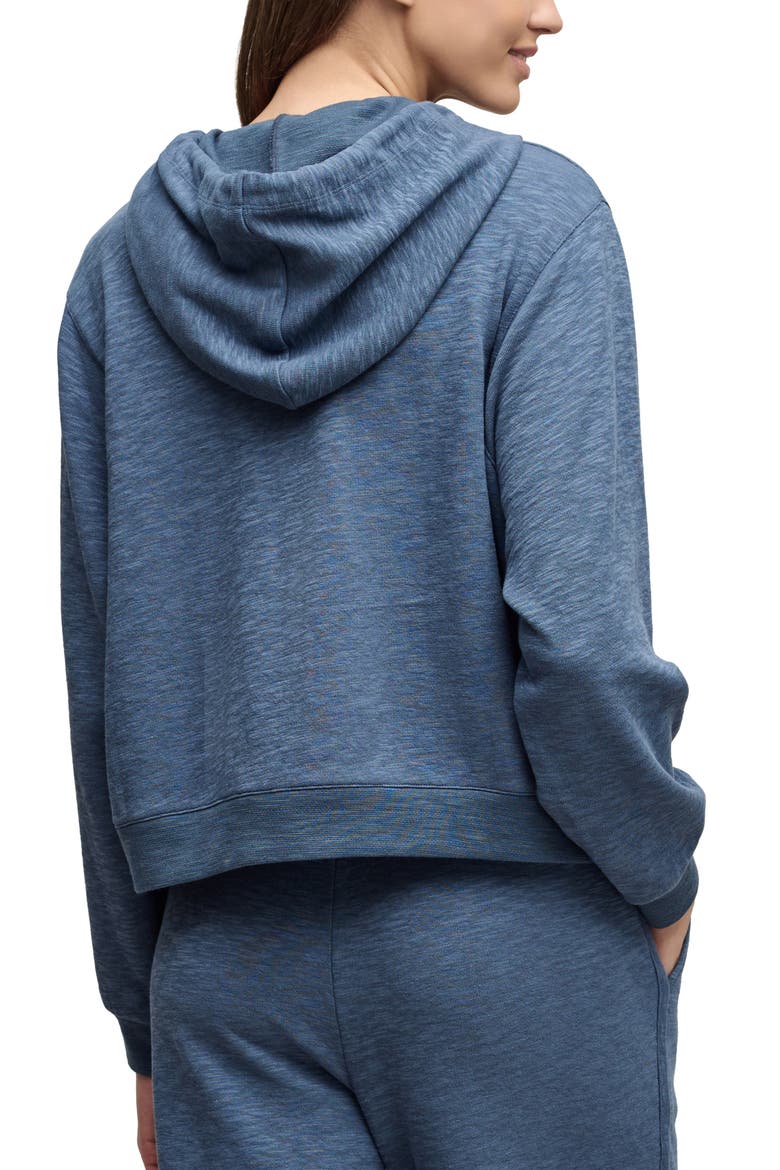 Seamed Slub Cotton Blend Double Knit Hoodie, Alternate, color, INDIGO
