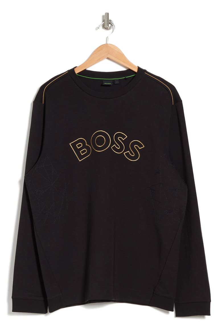 Salbo Block Letter Crewneck Pullover, Alternate, color, BLACK